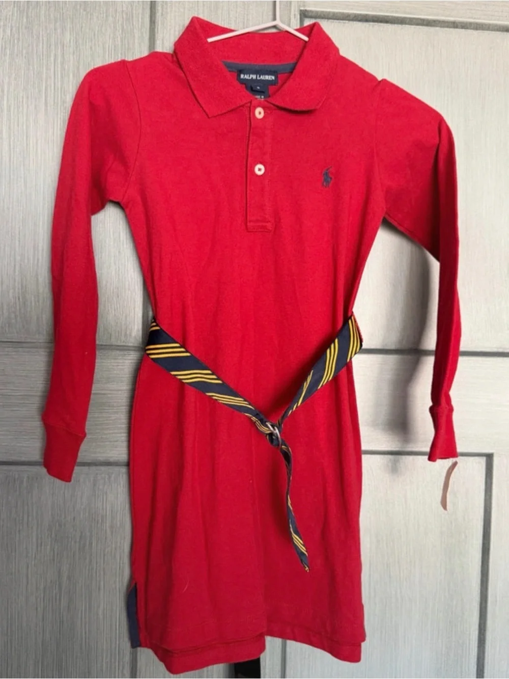 Ralph Lauren Girls Size 6 Red Polo Dress Belt NWT Fall Preppy Classic